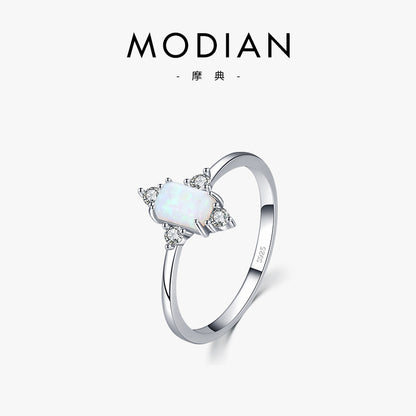 S925 Silver Vintage Opal Ring for Women Fashion
