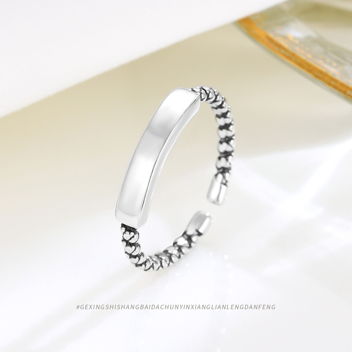 S925 Silver Vintage Twist Flower Open Ring for Women