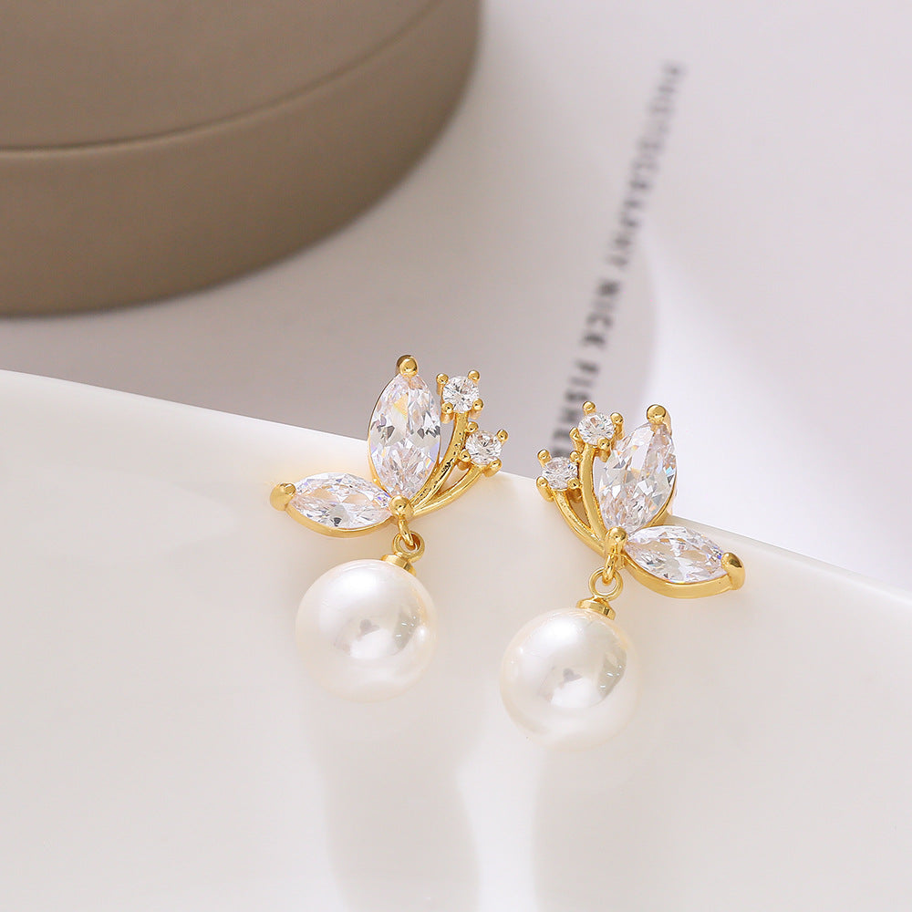 Korean Style S925 Silver Pearl Earrings for Women