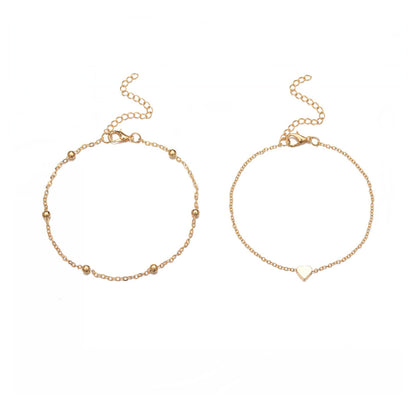 Double Layer Heart Anklet for Beach Vacation Style