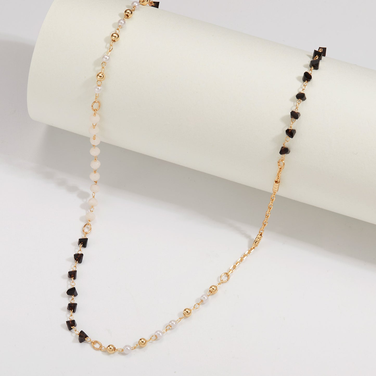 Women's Pearl Bead and Crystal Chain Bracelet