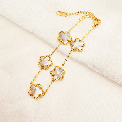 Five-Leaf Flower Pendant Necklace, Earring & Bracelet Set for Women