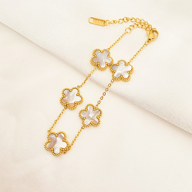 Five-Leaf Flower Pendant Necklace, Earring & Bracelet Set for Women