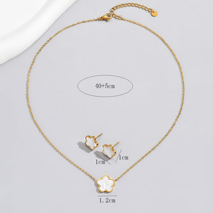 Fashionable Titanium Steel Floral Necklace and Earring Set