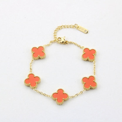 High-End Four Leaf Clover Bracelet in Titanium Steel