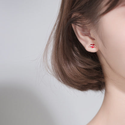 Korean Style S925 Silver Heart Zirconia Earrings