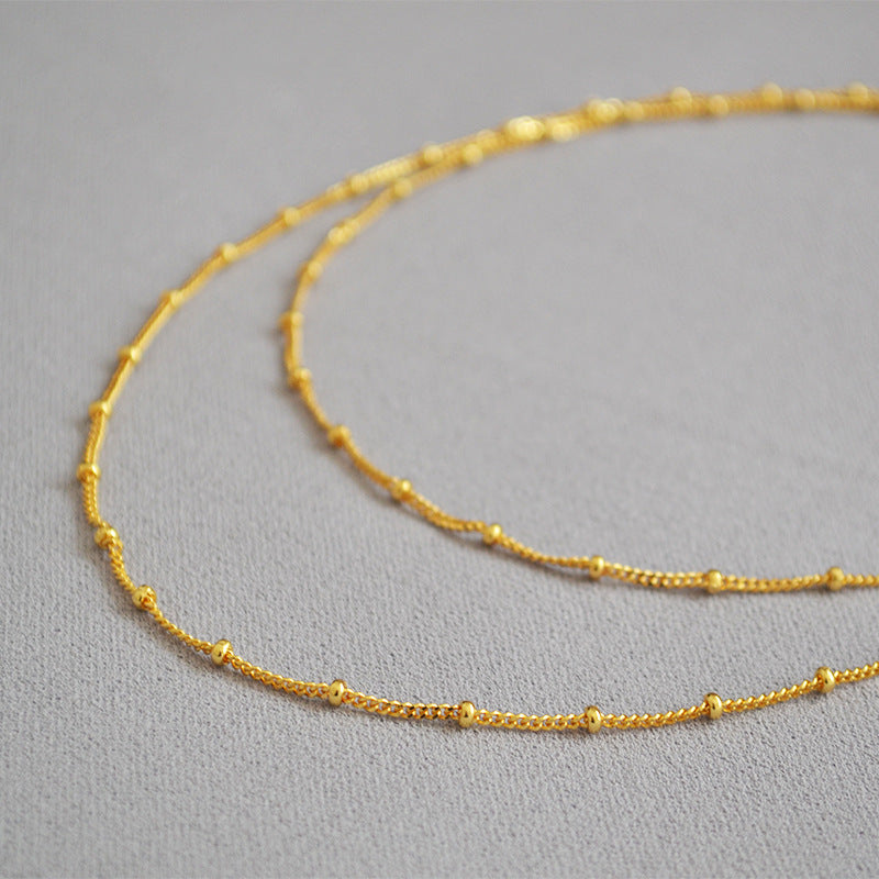 Double Layer Beaded Chain Necklace