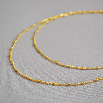 Double Layer Beaded Chain Necklace