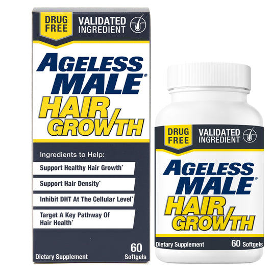 Ageless Male Hair Growth - Hair Growth for Men Saw Palmetto Biotin Horsetail Extract Supports Healthy Hair Density & Growth 60 Softgels