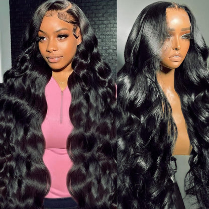 bynlna Body Wave Lace Front Wigs Human Hair Pre Plucked Wig 200 Density 13x4 HD Lace Frontal Wigs for Black Women Glueless Wigs Brazilian Virgin Human Hair Wig with Baby Hair 32 Inch