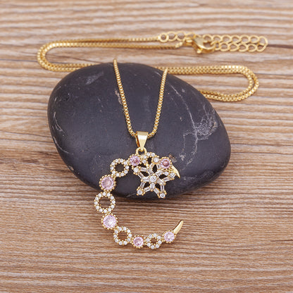 Trendy Gold-Plated Necklace with Star and Moon Pendant