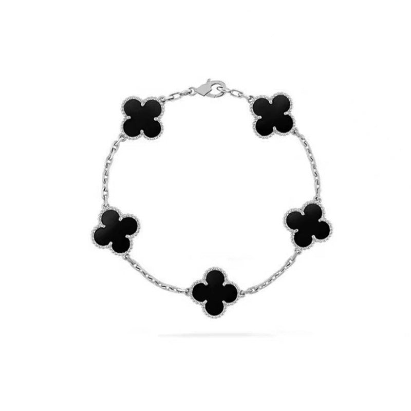 High-End Four Leaf Clover Bracelet in Titanium Steel