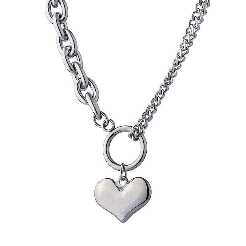Vintage Punk Heart Pendant Necklace with Chain