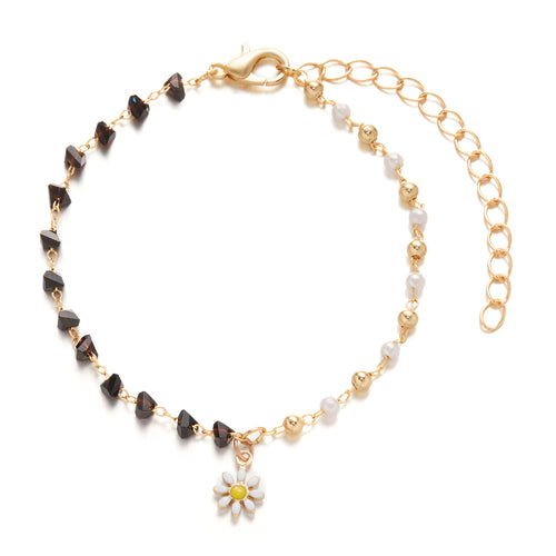 Women's Pearl Bead and Crystal Chain Bracelet