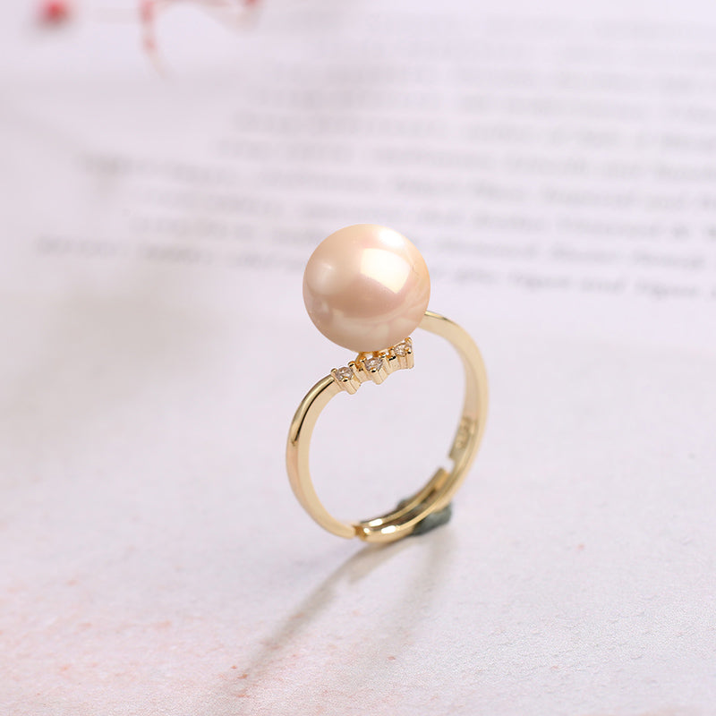 S925 Silver Adjustable Pearl Ring for Women