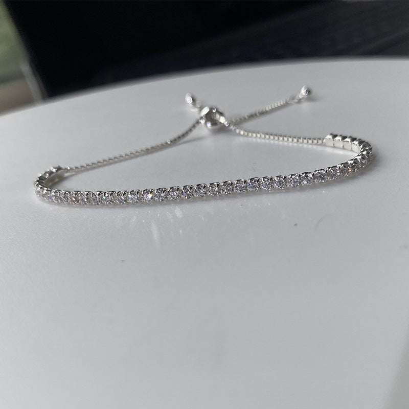 S925 Silver Adjustable Tennis Bracelet with Zirconia
