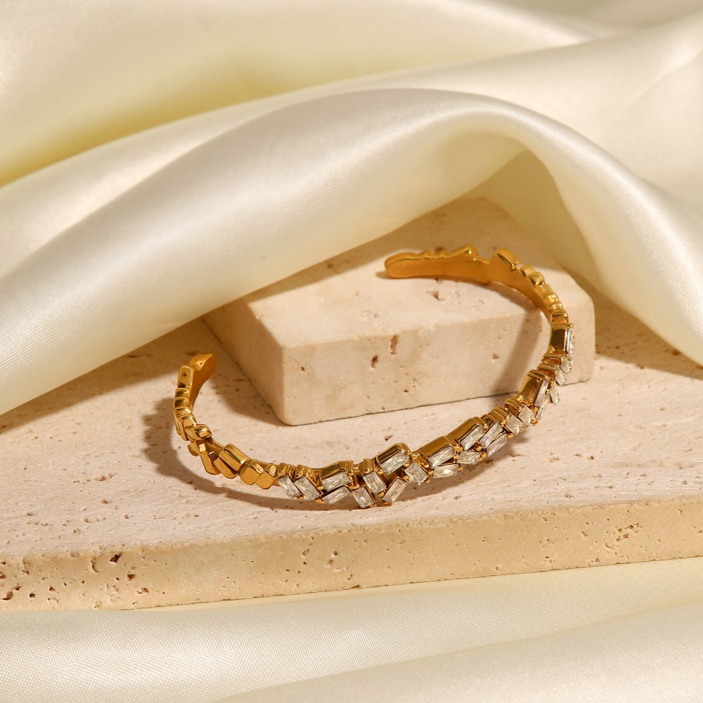 Women's Titanium Steel Zircon Opening Bracelet