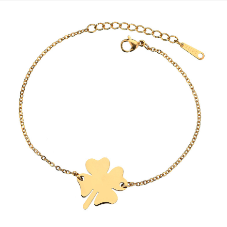 Four Leaf Clover Stainless Steel Bracelet