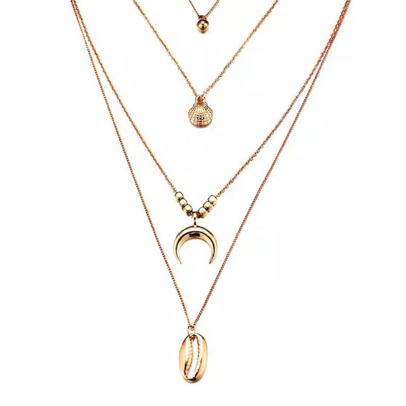 Alloy Multi-Layer Necklace with Star and Moon Pendant