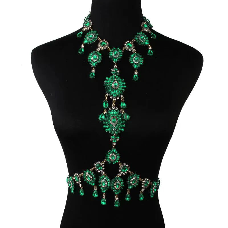 Exaggerated Multi-Layer Rhinestone Body Chain Necklace