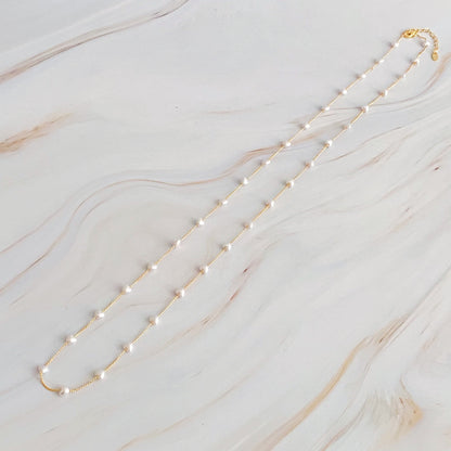 Pearl Heart Long Chain Necklace