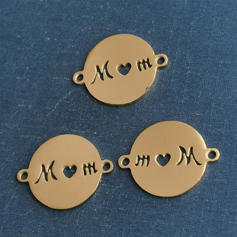 18K Gold Plated Mother's Circle Bracelet Pendant (One Piece)