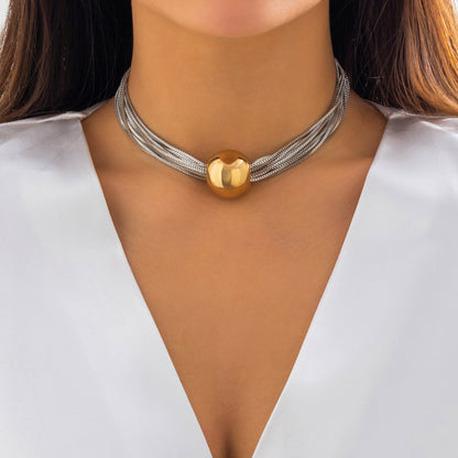 Exaggerated Punk Multi-Layer Chain Choker Necklace