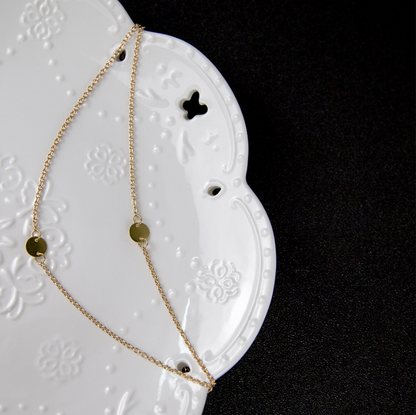 Vintage Sequin Layered Short Necklace with Pendant