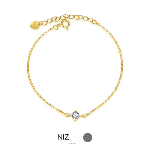 Classic Single Diamond S925 Silver Bracelet with Zirconia
