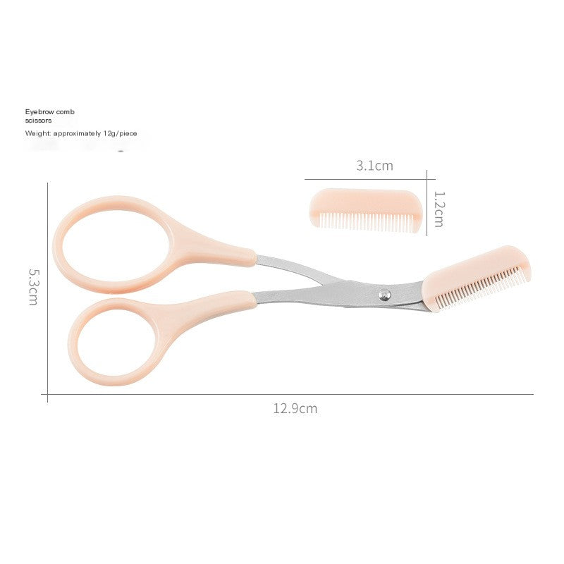 Korean Style Pink Eyebrow Scissors with Comb Tool