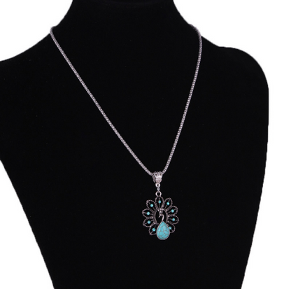 Peacock Necklace with Turquoise Bohemian Style