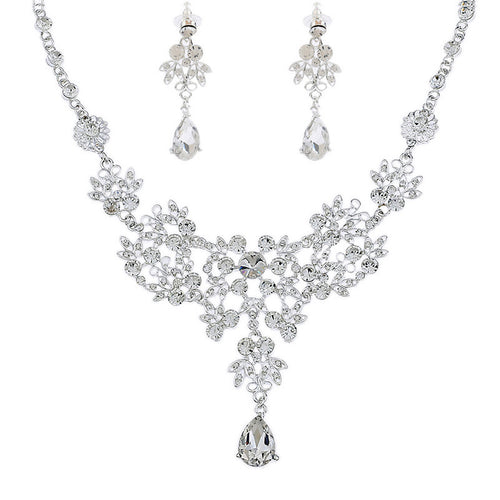 Beautiful Bride Necklace and Earring Set with Crown