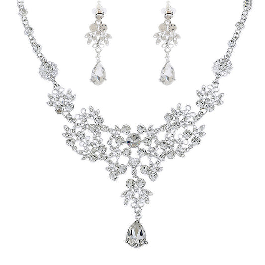 Beautiful Bride Necklace and Earring Set with Crown