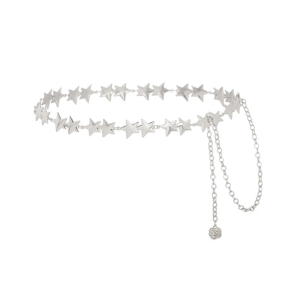 Navoky Star Waist Chain Silver Women Belly Chain Fashion Body Chains Waist Belt Jewelry Accessory for Dress and Pants