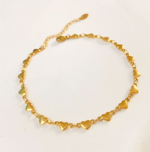 18K Gold Bracelet with Small Multi Hearts (One Piece)