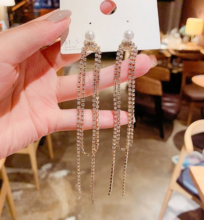Elegant Long S925 Silver Pearl Earrings for Women