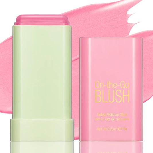 BEFIVECOK Blush Stick for Cheeks - Cream Makeup Blush Wand Solid Moisturizer Stick for Cheeks Tint Natural Blendable Waterproof Korean Matte Long-Lasting Smooth Blushes (#01 Shy Pink)