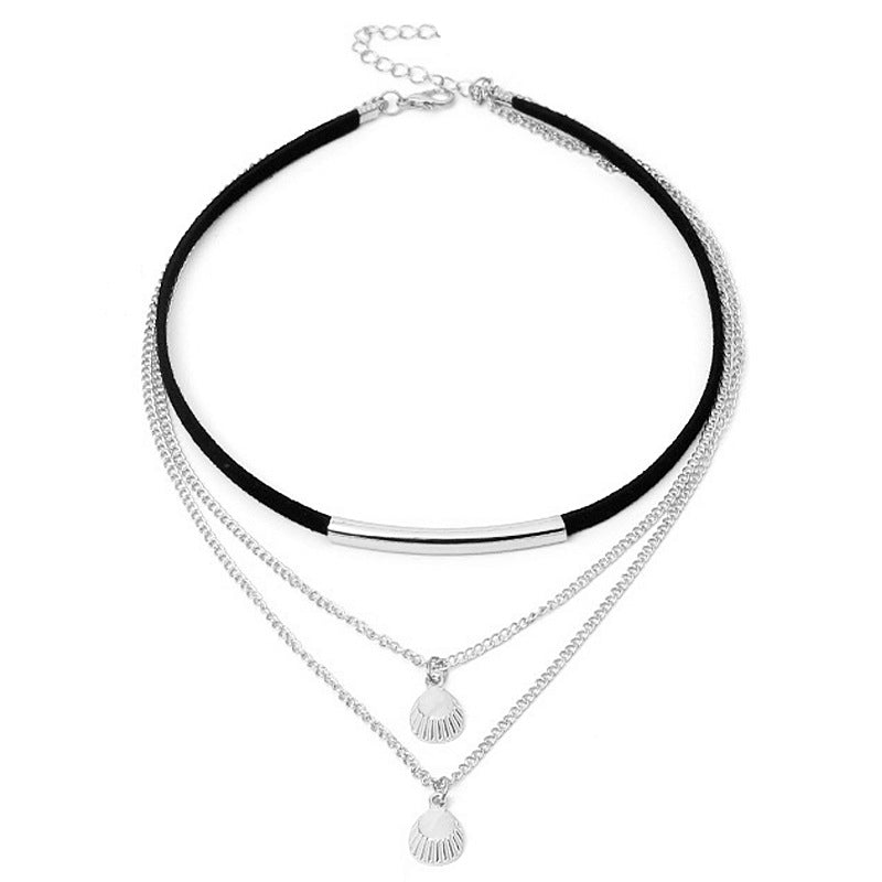 Multi-Layer Shell Pendant Necklace for Collarbones