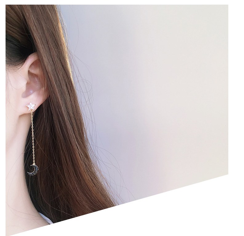 S925 Silver Moon and Star Stud Earrings