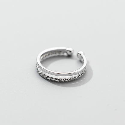 S925 Silver Women's Ring with Double-layer Twist Design