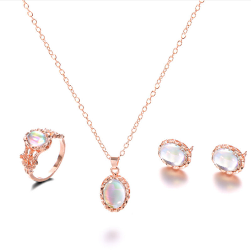 Bohemian Style Jewelry Set: Ring, Necklace & Earrings