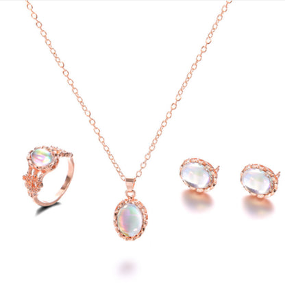 Bohemian Style Jewelry Set: Ring, Necklace & Earrings
