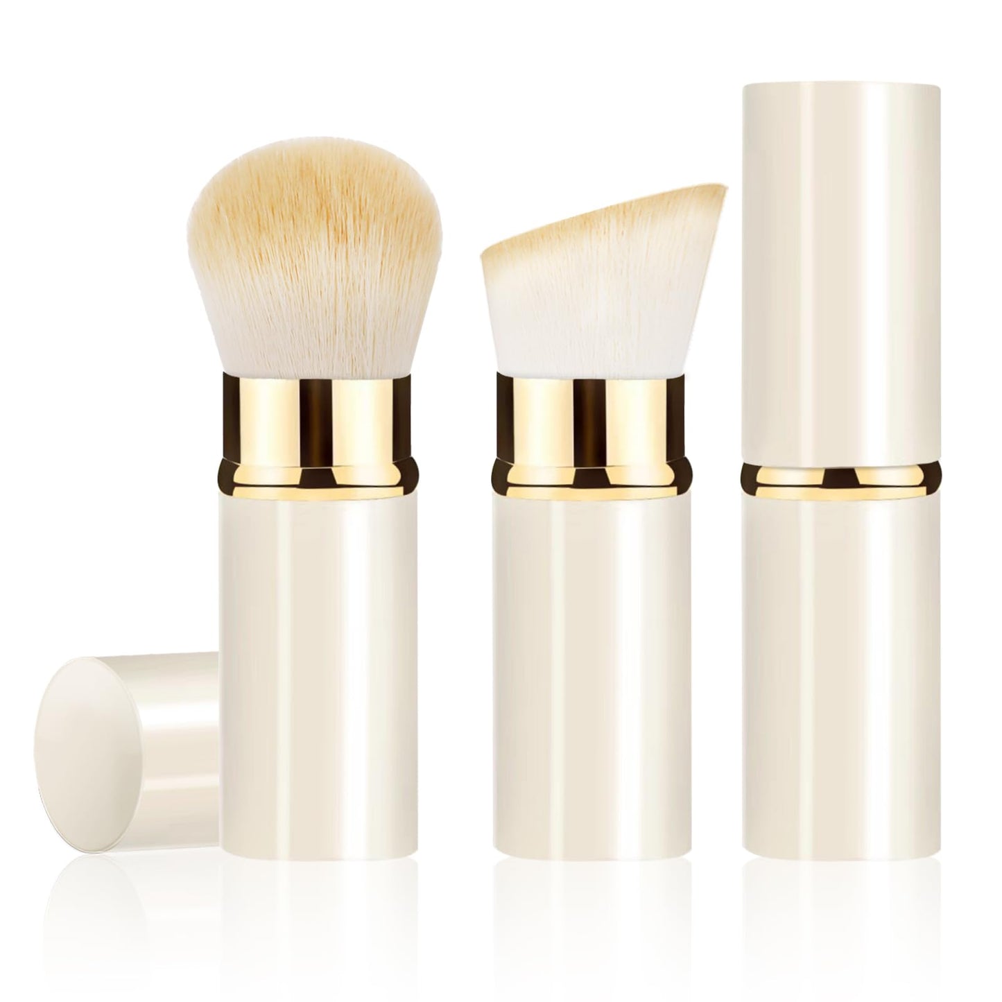Keriloo Makeup Brush Retractable 2 Pack Travel Kabuki Powder Makeup Brush Foundation Face Blush Brushes for Blending Liquid Blush Bronzer Buffing SunscreenFlawless Cosmetics