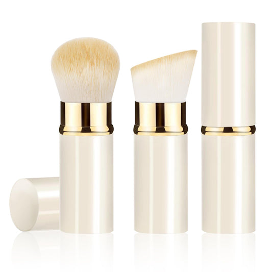 Keriloo Makeup Brush Retractable 2 Pack Travel Kabuki Powder Makeup Brush Foundation Face Blush Brushes for Blending Liquid Blush Bronzer Buffing SunscreenFlawless Cosmetics