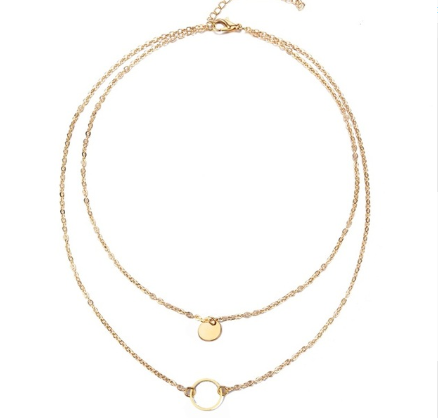 Layered Sequin Pendant Necklace for Women (XL1189)