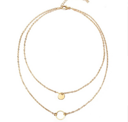 Layered Sequin Pendant Necklace for Women (XL1189)