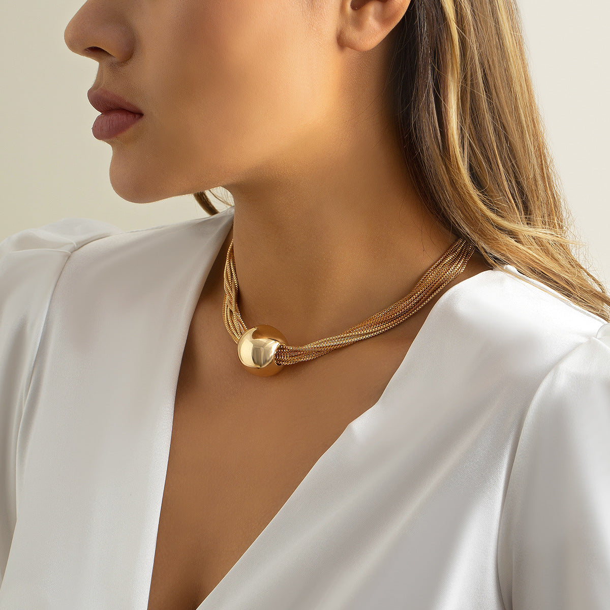 Exaggerated Punk Multi-Layer Chain Choker Necklace
