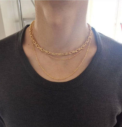 Double Layer Beaded Chain Necklace
