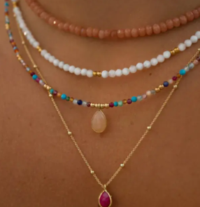 Bohemian Multilayer Handmade Necklace with Crystal Pendant