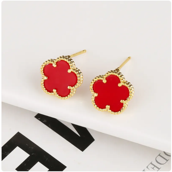 Five-Petal Stone Earrings